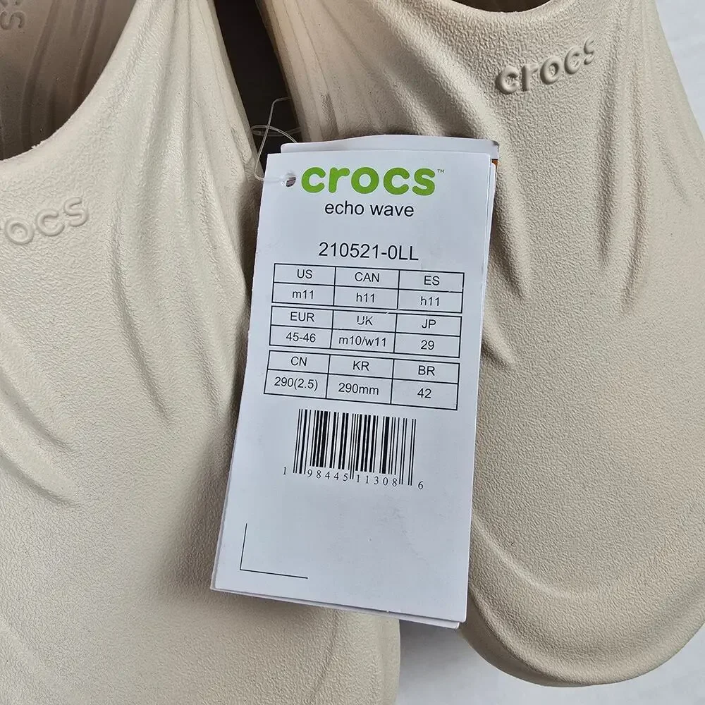 Crocs Echo Wave Clogs Sz M11 Almond Tint Slip On Sandals Slides Shoes 210521-0LL